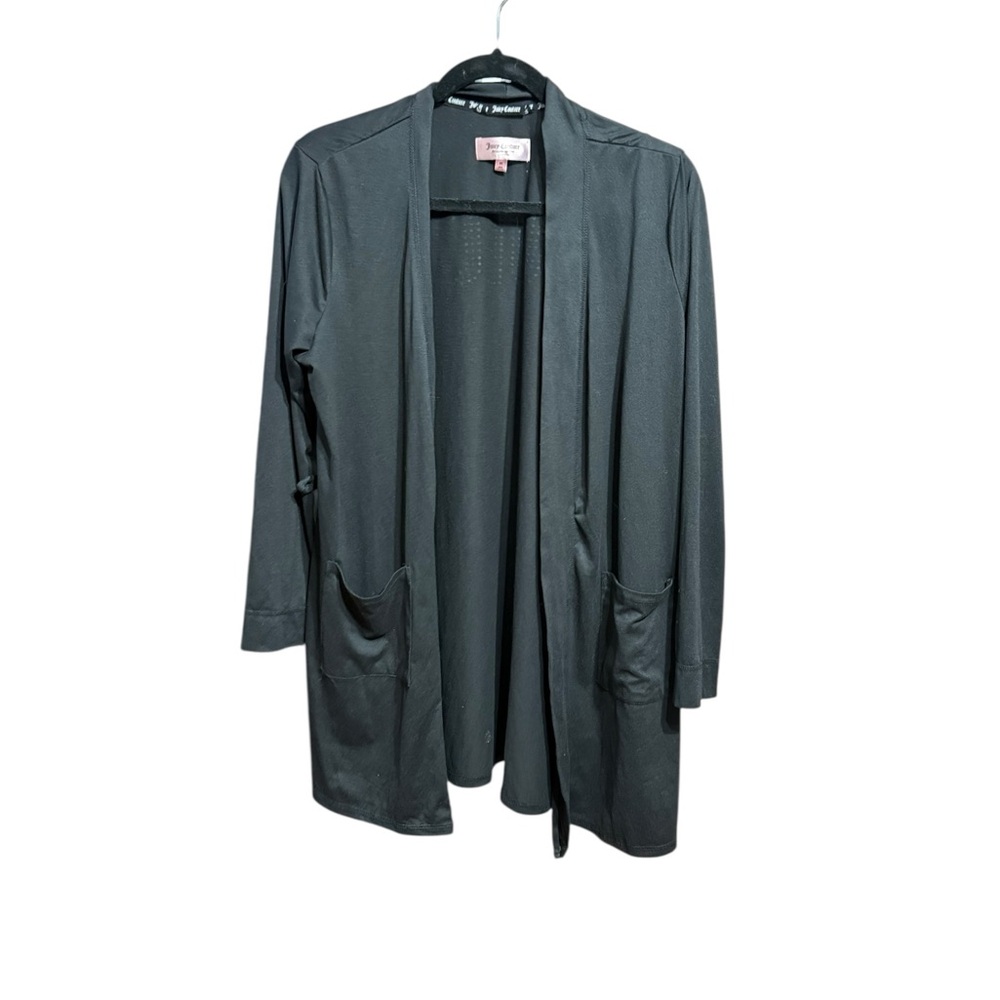 Juicy Couture Black Lightweight Sleep Robe Sz M Cozy Rhinestone “JUICY” Glam‎